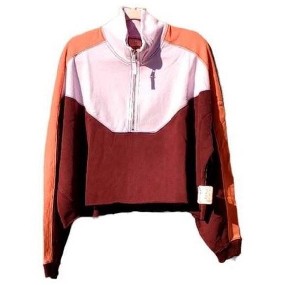 NWT Free People Split Second 1/2 Zip Colorblock Pullover Sweatshirt Size Medium - Picture 8 of 12